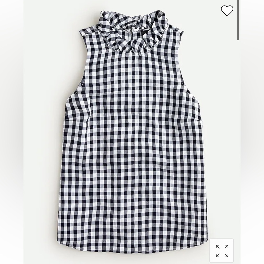 Ruffleneck top in drapey gingham